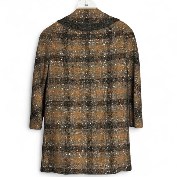 Vintage 50s 60s Brevity Original Wool Plaid Coat Fits XL/1X Dark Tweed Swing Fit - Picture 7 of 9